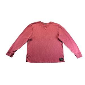 Frye and Co. Mens Burgundy Long Sleeve Thermal Shirt Large Patch‎ Logo Clean